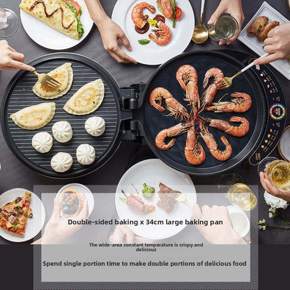 Hot Sale Breakfast Bread Toasting Nonstick Round Sandwich Grill Panini Press Grill Pancake Electric Baking Pan Circular 1600 220-海智集-