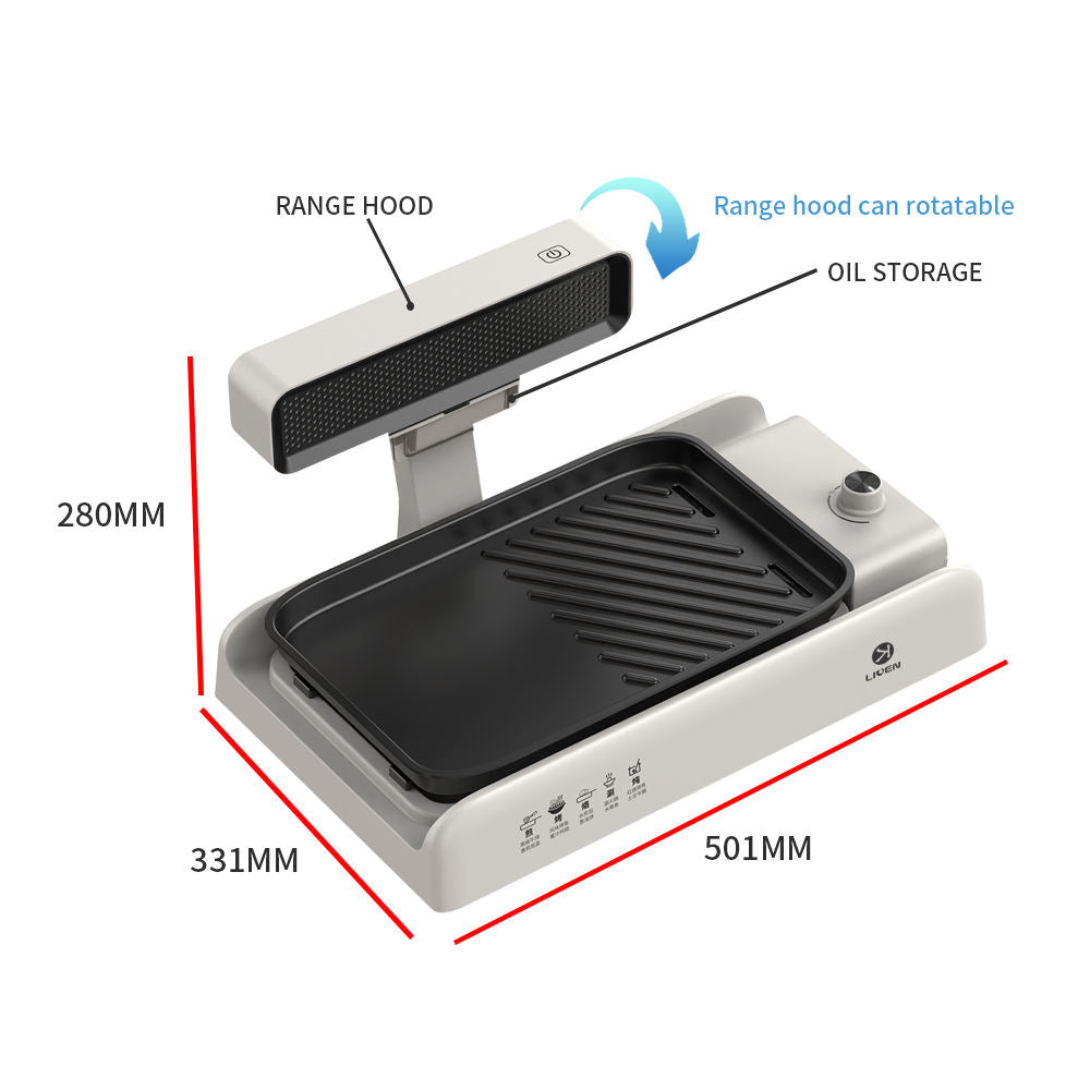 Smokeless barbecue grill Square Stainless Steel Upper with three pots Smoke Exhaust Smokeless Barbecue Grill-海智集-