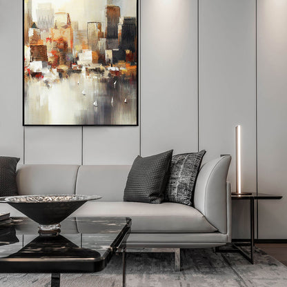 Luxury Eco Friendly Abstract City Embroidery Art Painting Premium Thread Wall Decor for Modern Home Corporate Gift-海智集-