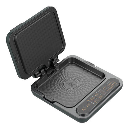 Electric Grill 2100W Multifunction Portable Home Foldable Non-Stick Split Pot Smokeless Barbecue Pan electric griddle pan-海智集-