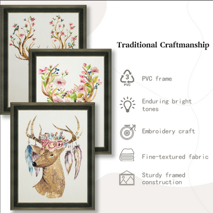 Luxury Eco Friendly Peony Embroidery Art Premium Hand Stitched Floral Wall Decor for Home and Gift-海智集-