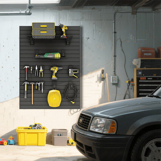 Customizable Waterproof OEM Wood Slat Wall Shelves for Garage Tools Interior Living Room Storage Panels