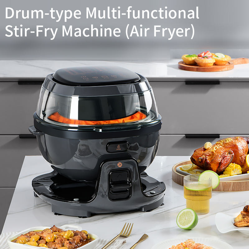 Household Smart 6L Electric Digital Control 360 degree Automatic Rotation Drum-type Design Air Fryer-海智集-
