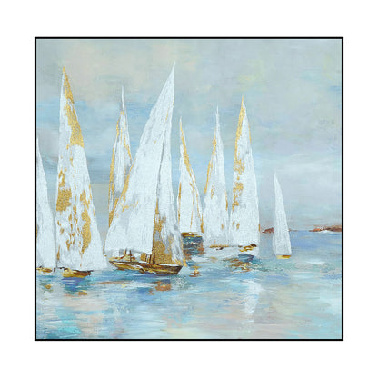 High Quality Embroidery Craft Sailboat Living Room Decoration Wall Paintings Custom Luxurious Home Wall Art Painting-海智集-