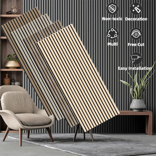 High Quality Modern Interior Decoration MDF Wood Acoustic Slats Wall Panels Custom Home Theater Acoustic Wall Panel-海智集-