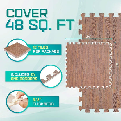 Hot Sale 3/8 Inch Wood Grain Foam Floor Tiles Interlocking Mats for Home-海智集-