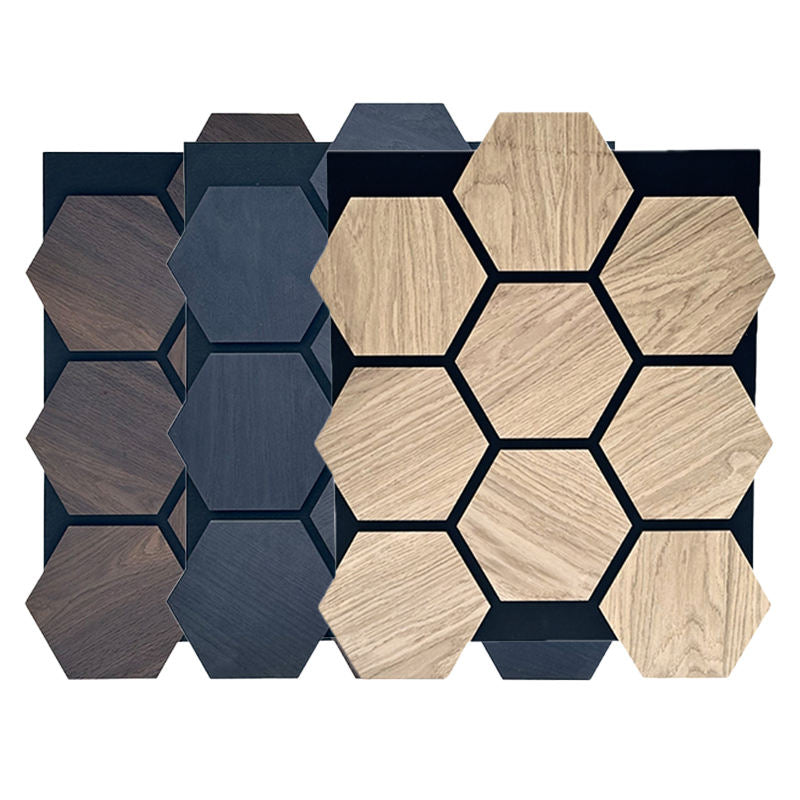 Artistic 3D Hexagon Acoustic Wall Panels High-Performance Noise Reduction Wood MDF Panels for Home Commercial Use-海智集-