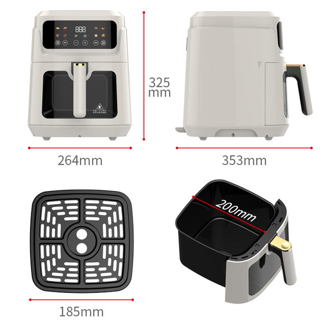 5L High Quality Smart Panoramic view Air fryer Household Or Commercial Use Hot Electric Air fryer Oven For Kitchen-海智集-