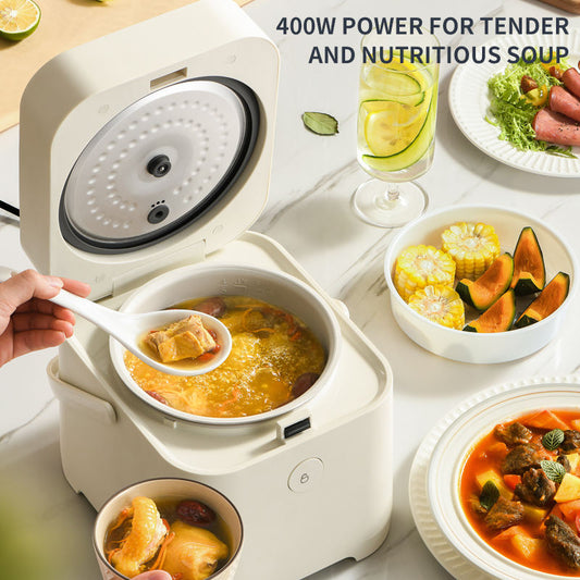 Small Multi Cooker Pot Heating Electric Cooking Rice Cooker 2 Litre New Style Portable Travel Stainless Steel Cylinder 400W 220-海智集-