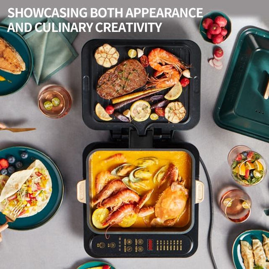 multifunction removable detachable 6 in 1 pancake waffle make electric grill hot pot electric pancake maker with griddle-海智集-