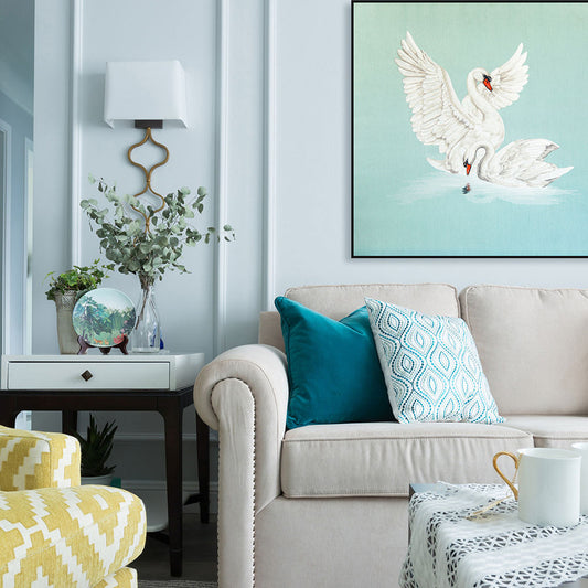 Elegant Swan Embroidery Art Painting Premium Hand Stitched Tapestry Wall Painting for Luxurious Home Wedding Gift-海智集-