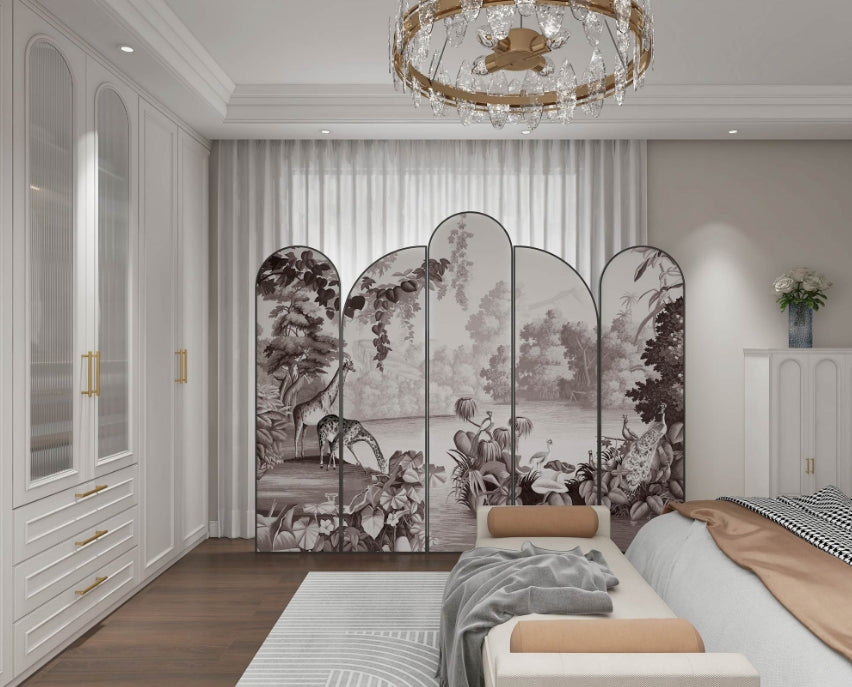 High-End_Customizable_Painted_Embroidered_Jacquard_Screen_B2B_Wholesale_for_Commercial_Spaces_Project_Procurement.Adorable_Pets_in_the_Jade_Forest-海智集-