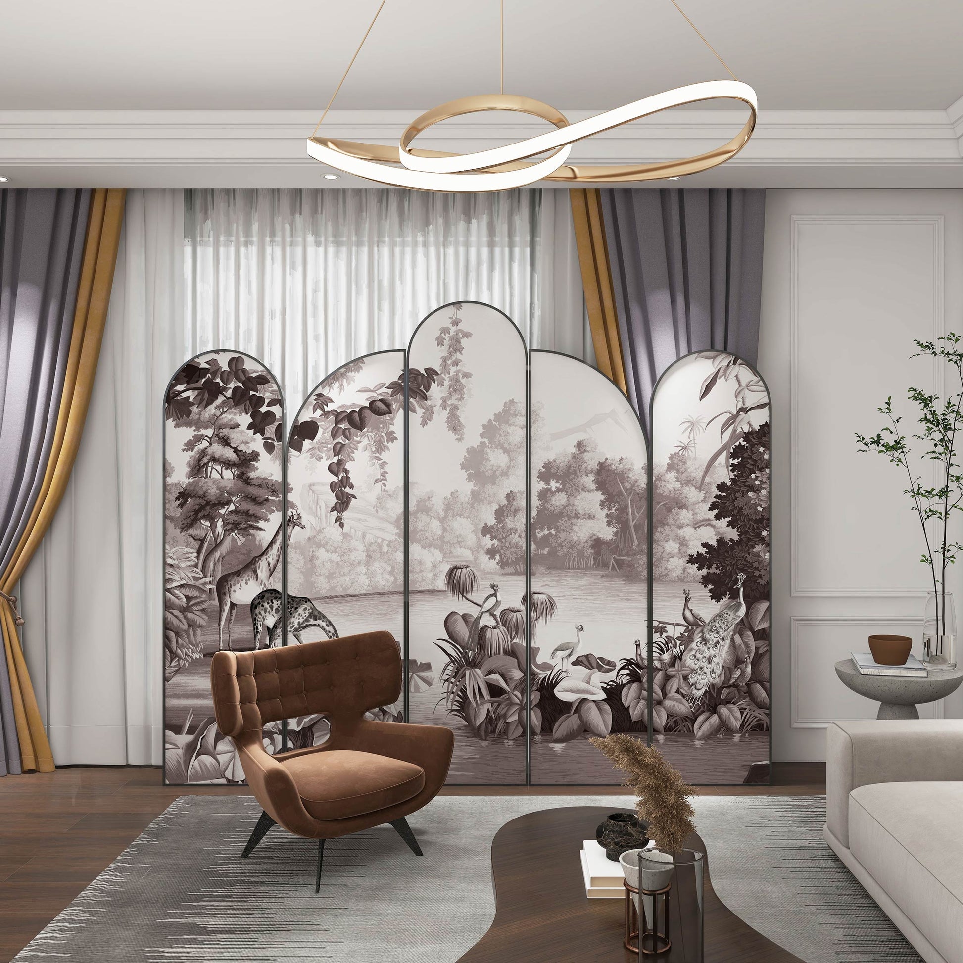 High-End_Customizable_Painted_Embroidered_Jacquard_Screen_B2B_Wholesale_for_Commercial_Spaces_Project_Procurement.Adorable_Pets_in_the_Jade_Forest-海智集-
