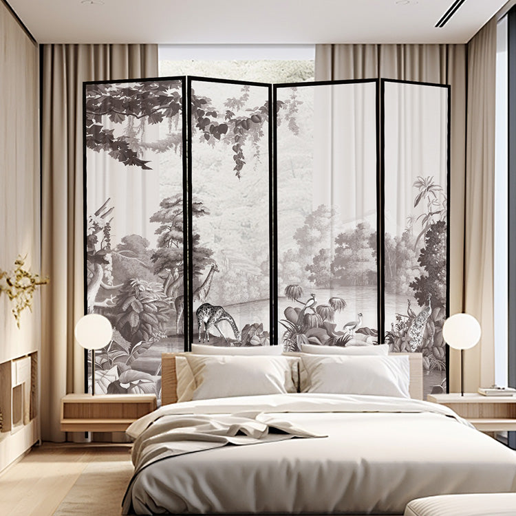 High-End Customizable Painted & Embroidered Jacquard Screen – B2B Wholesale for Commercial Spaces & Project Procurement.Adorable Pets in the Woods-海智集-