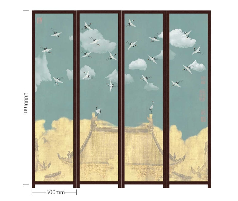 High-End Customizable Painted & Embroidered Jacquard Screen – B2B Wholesale for Commercial Spaces & Project Procurement.Cranes Calling in the Meadows-海智集-
