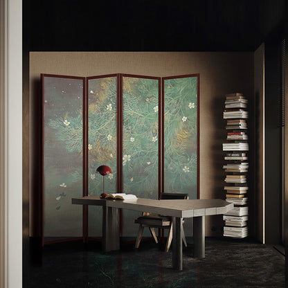 High-End Customizable Painted & Embroidered Jacquard Screen – B2B Wholesale for Commercial Spaces & Project Procurement.Delicate Floating Flowers-海智集-