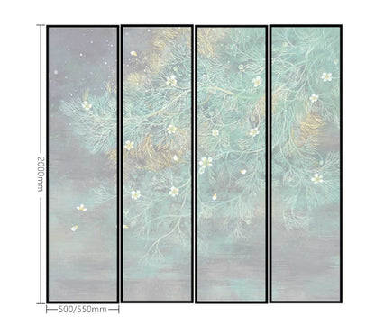 High-End Customizable Painted & Embroidered Jacquard Screen – B2B Wholesale for Commercial Spaces & Project Procurement.Delicate Floating Flowers-海智集-