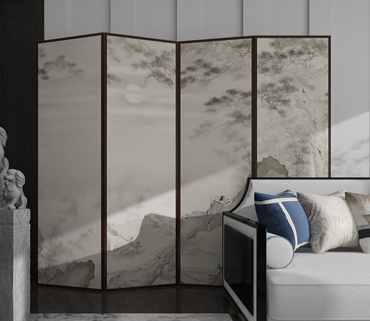 High-End Customizable Painted & Embroidered Jacquard Screen – B2B Wholesale for Commercial Spaces & Project Procurement.Listening to the Pines and Admiring the Moon-海智集-