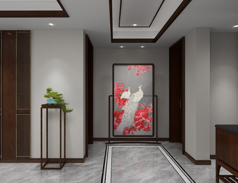 High-End Customizable Painted & Embroidered Jacquard Screen – B2B Wholesale for Commercial Spaces & Project Procurement.Splendid Plumage-海智集-