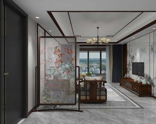 High-End Customizable Painted & Embroidered Jacquard Screen – B2B Wholesale for Commercial Spaces & Project Procurement.The Imperial Fuchun Garden-海智集-
