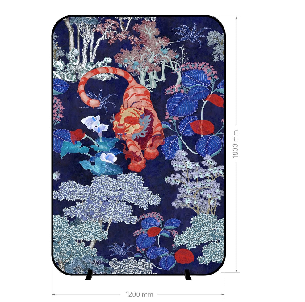 High-End Customizable Painted & Embroidered Jacquard Screen – B2B Wholesale for Commercial Spaces & Project ProcurementDivine Tiger Emerges-海智集-