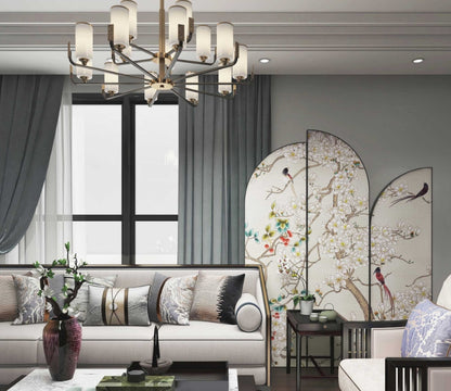 High-End Customizable Painted & Embroidered Jacquard Screen – B2B Wholesale for Commercial Spaces & Project ProcurementNoble Orchids and Graceful Trees-海智集-