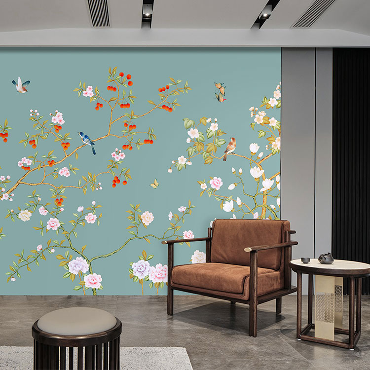 High-End Embroidery Decorative Painting - Suzhou Embroidery with Silk Full-Embroidery Craftsmanship | Commercial Space Soft Decoration Wall Hanging | Bulk Purchases Available with Customizable Patterns and Sizes.Birds Singing and Flowers Fragrant-海智集-