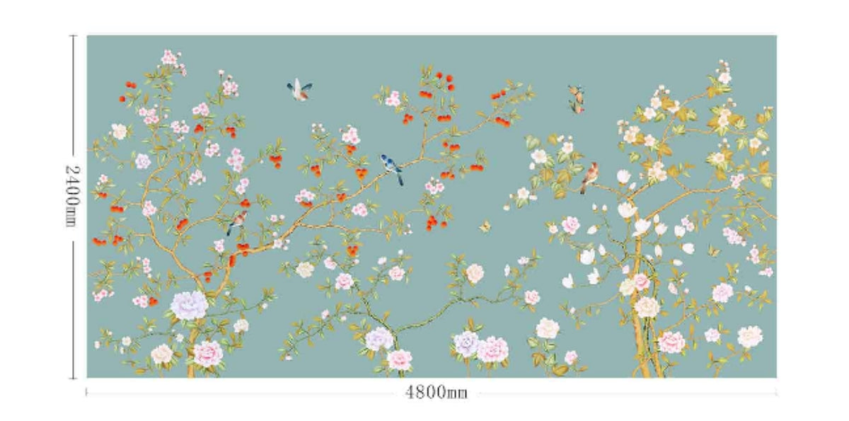 High-End Embroidery Decorative Painting - Suzhou Embroidery with Silk Full-Embroidery Craftsmanship | Commercial Space Soft Decoration Wall Hanging | Bulk Purchases Available with Customizable Patterns and Sizes.Birds Singing and Flowers Fragrant-海智集-