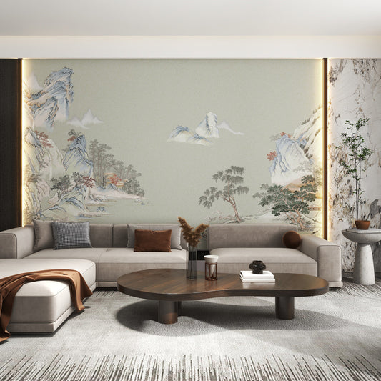 High-End Embroidery Decorative Painting - Suzhou Embroidery with Silk Full-Embroidery Craftsmanship | Commercial Space Soft Decoration Wall Hanging | Bulk Purchases Available with Customizable Patterns and Sizes.Clear Mountains and Beautiful Waters-海智集-