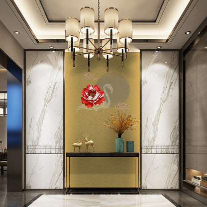 High-End Embroidery Decorative Painting - Suzhou Embroidery with Silk Full-Embroidery Craftsmanship | Commercial Space Soft Decoration Wall Hanging | Bulk Purchases Available with Customizable Patterns and Sizes.Cloud Crane and Peony-海智集-