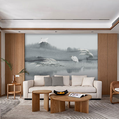 High-End Embroidery Decorative Painting - Suzhou Embroidery with Silk Full-Embroidery Craftsmanship | Commercial Space Soft Decoration Wall Hanging | Bulk Purchases Available with Customizable Patterns and Sizes.Egret Resting and Flying-海智集-