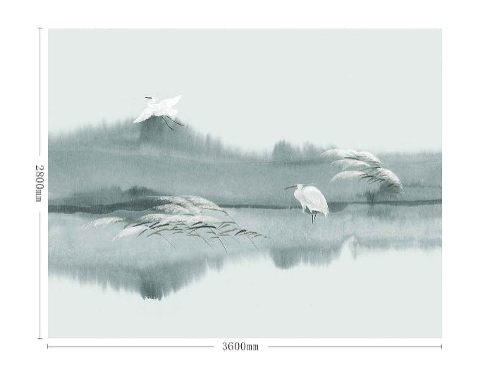 High-End Embroidery Decorative Painting - Suzhou Embroidery with Silk Full-Embroidery Craftsmanship | Commercial Space Soft Decoration Wall Hanging | Bulk Purchases Available with Customizable Patterns and Sizes.Egret Resting and Flying-海智集-