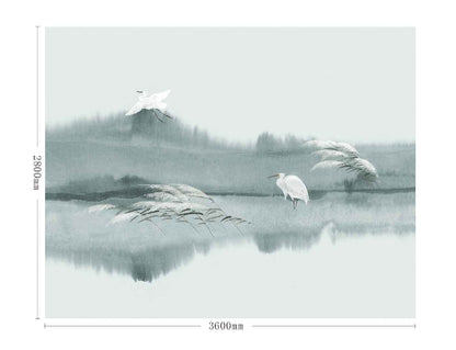 High-End Embroidery Decorative Painting - Suzhou Embroidery with Silk Full-Embroidery Craftsmanship | Commercial Space Soft Decoration Wall Hanging | Bulk Purchases Available with Customizable Patterns and Sizes.Egret Resting and Flying-海智集-