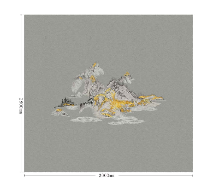 High-End Embroidery Decorative Painting - Suzhou Embroidery with Silk Full-Embroidery Craftsmanship | Commercial Space Soft Decoration Wall Hanging | Bulk Purchases Available with Customizable Patterns and Sizes.Gilded Mountains and Rivers-海智集-
