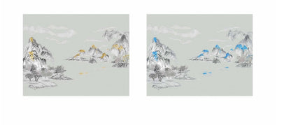 High-End Embroidery Decorative Painting - Suzhou Embroidery with Silk Full-Embroidery Craftsmanship | Commercial Space Soft Decoration Wall Hanging | Bulk Purchases Available with Customizable Patterns and Sizes.Green Peaks Gilded in Gold-海智集-