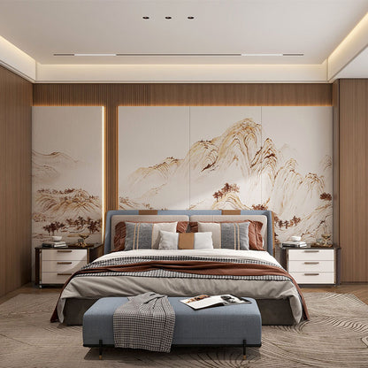 High-End Embroidery Decorative Painting - Suzhou Embroidery with Silk Full-Embroidery Craftsmanship | Commercial Space Soft Decoration Wall Hanging | Bulk Purchases Available with Customizable Patterns and Sizes.Layered Peaks and Ridges-海智集-