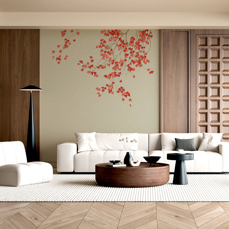 High-End Embroidery Decorative Painting - Suzhou Embroidery with Silk Full-Embroidery Craftsmanship | Commercial Space Soft Decoration Wall Hanging | Bulk Purchases Available with Customizable Patterns and Sizes.Red Maple Flowing Rhyme-海智集-
