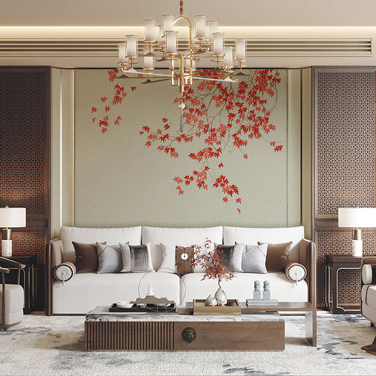 High-End Embroidery Decorative Painting - Suzhou Embroidery with Silk Full-Embroidery Craftsmanship | Commercial Space Soft Decoration Wall Hanging | Bulk Purchases Available with Customizable Patterns and Sizes.Red Maple Flowing Rhyme-海智集-