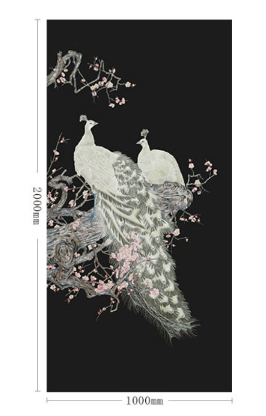 High-End Embroidery Decorative Painting - Suzhou Embroidery with Silk Full-Embroidery Craftsmanship | Commercial Space Soft Decoration Wall Hanging | Bulk Purchases Available with Customizable Patterns and Sizes.White-Plumed Peacock-海智集-