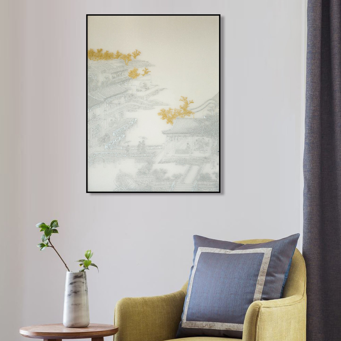 Bulk Order for Suzhou 3D Full-Embroidery Wall Art Featuring core 3D full-embroidery, high-quality materials & commercial standards. Ideal for hotel chains, enterprise groups, etc., for unified interior upgrades.Attic Four of Pavilions and Towers-海智集-