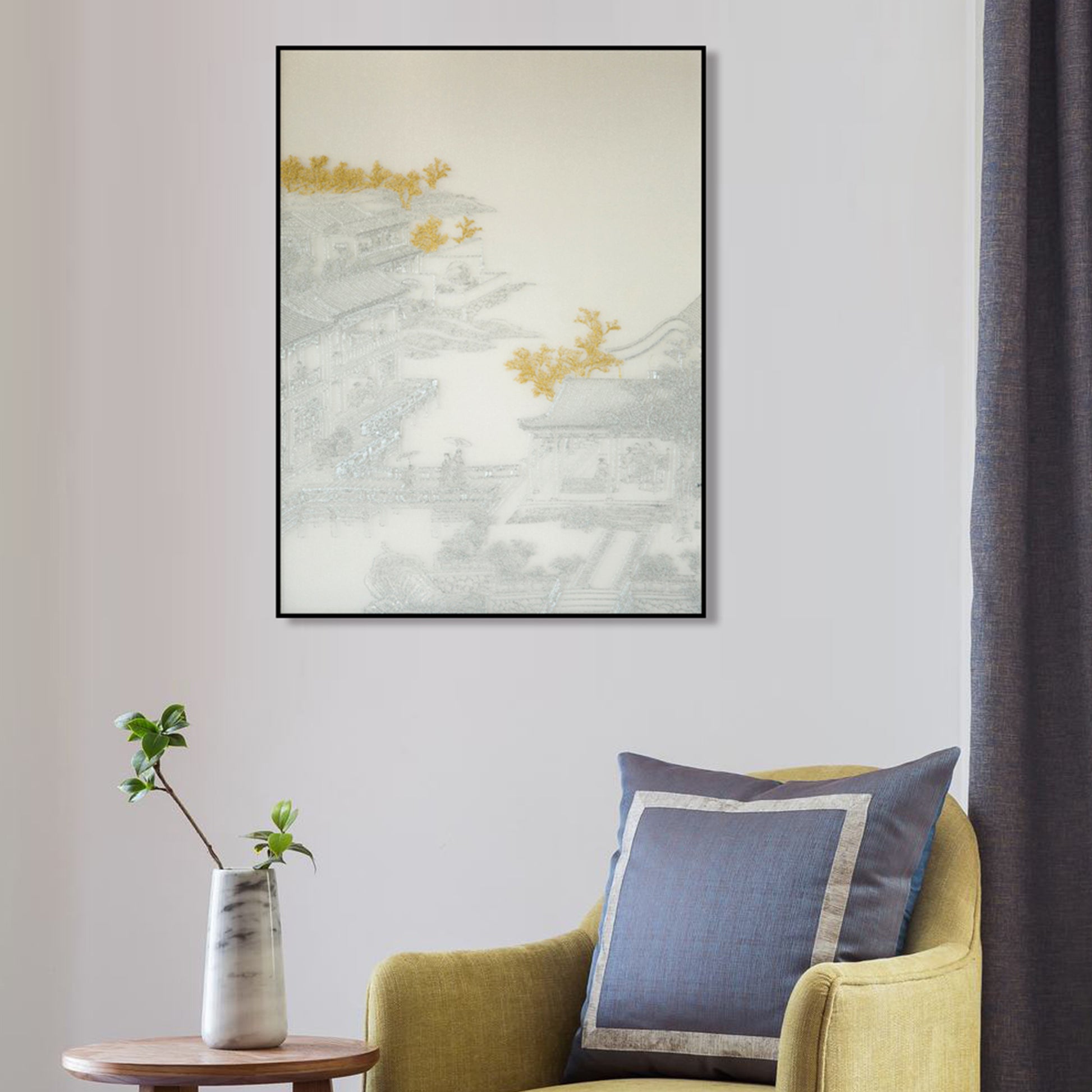 Bulk Order for Suzhou 3D Full-Embroidery Wall Art Featuring core 3D full-embroidery, high-quality materials & commercial standards. Ideal for hotel chains, enterprise groups, etc., for unified interior upgrades.Attic Four of Pavilions and Towers-海智集-