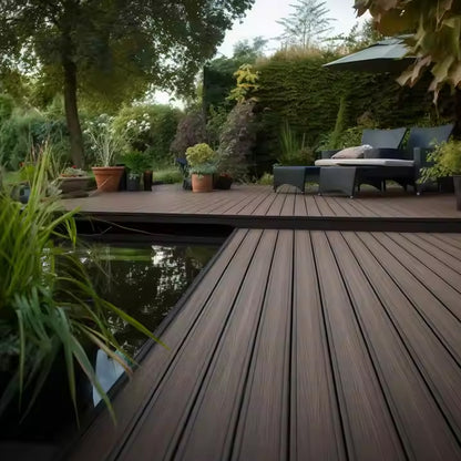 OEM Cuttable Waterproof Wood Grain Alloy Aluminum Decking for Outdoor Balcony Stair Docks Terrace WPC Deck Board Supplier-海智集-