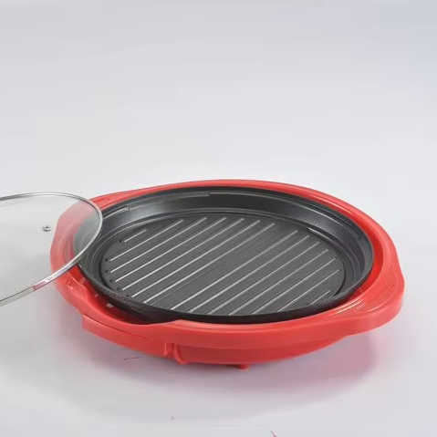 Factory Electric Grill Pan Non Stick Electrical Hot Plate Electric Table Grill for Sale With Oil Tray Aluminum Black-海智集-