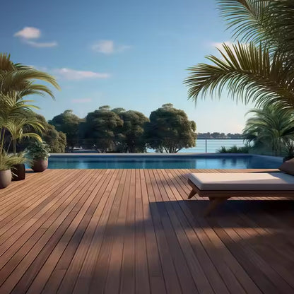Wood Plastic Composite PVC Solid Floor Outdoor Decking Tiles Flooring Wpc Wood Decking for Exterior-海智集-