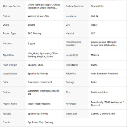 Click Plastic New Water Resistant Fireproof Unilin Pvc SPC Piso LVT Vinyl Flooring Tiles-海智集-
