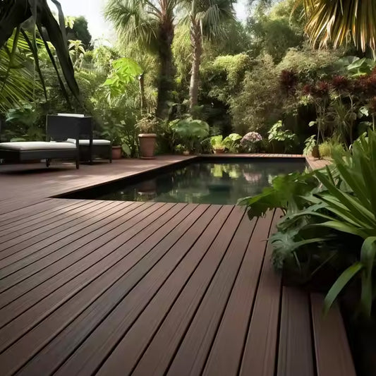 Outdoor Composite Embossed WPC Wood Composite Plastic Decking Raw Material Supplier-海智集-