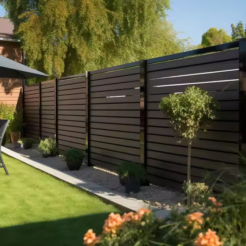 Outdoor Wooden Vinyl Panel Balcony Door Slat Composite Garden Wpc Privacy Fence-海智集-