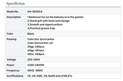 Factory Direct 2200W Smokeless Electric Grill Outdoor Barbecue Griddles for Powder Coated Aluminium for Party-海智集-