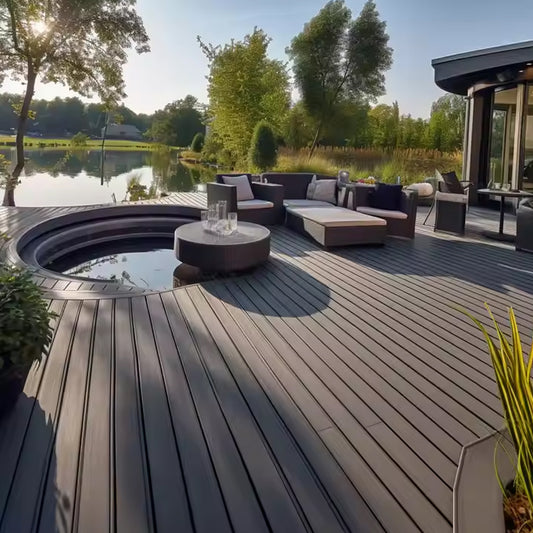 Outdoor Composite Flooring with Interlocking Deck Tiles Vinyl Wpc Floor Plastic Decking Boards-海智集-