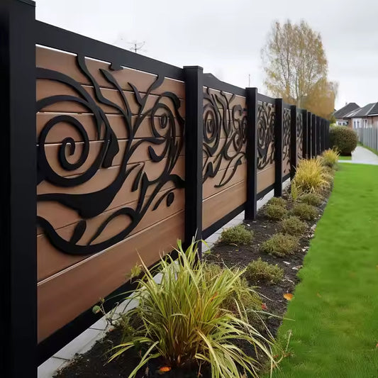 Outdoor Modern Wpc Plastic Wood Composite Not Vinyl Decorative Privacy Fence Panels-海智集-